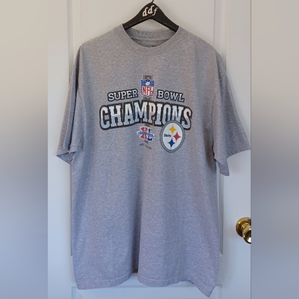 NFL SUPER BOWL XL 40TH ANNIVERSARY CHAMPIONS STEELERS REEBOK XL T-SHIRT